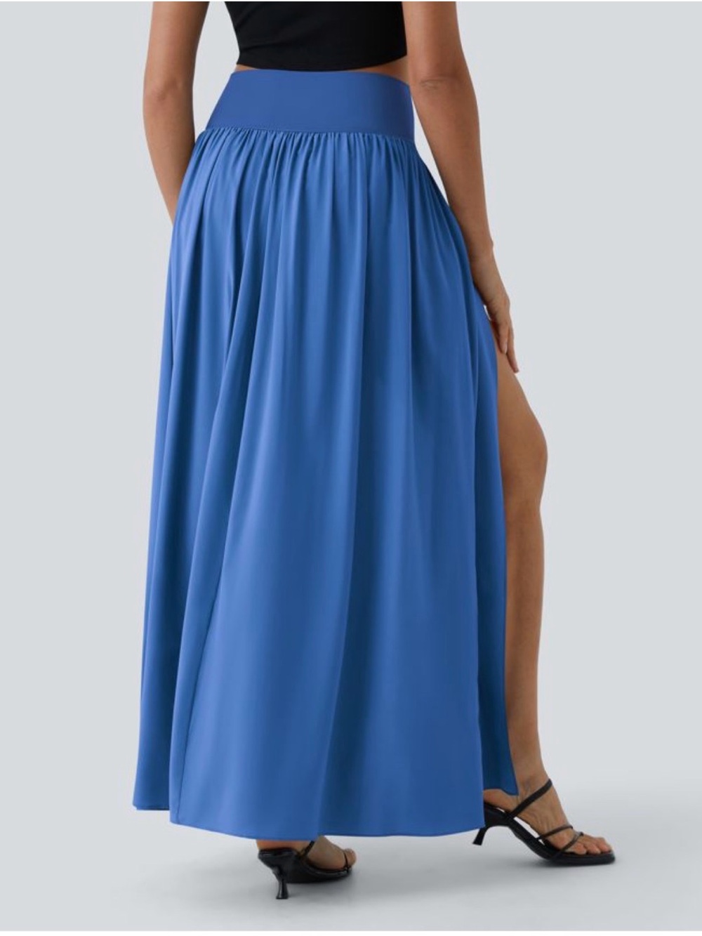 HALARA Bright Blue High Waisted 2-in-1 Flowy Quick Dry Maxi Skirt - Picture 2 of 14